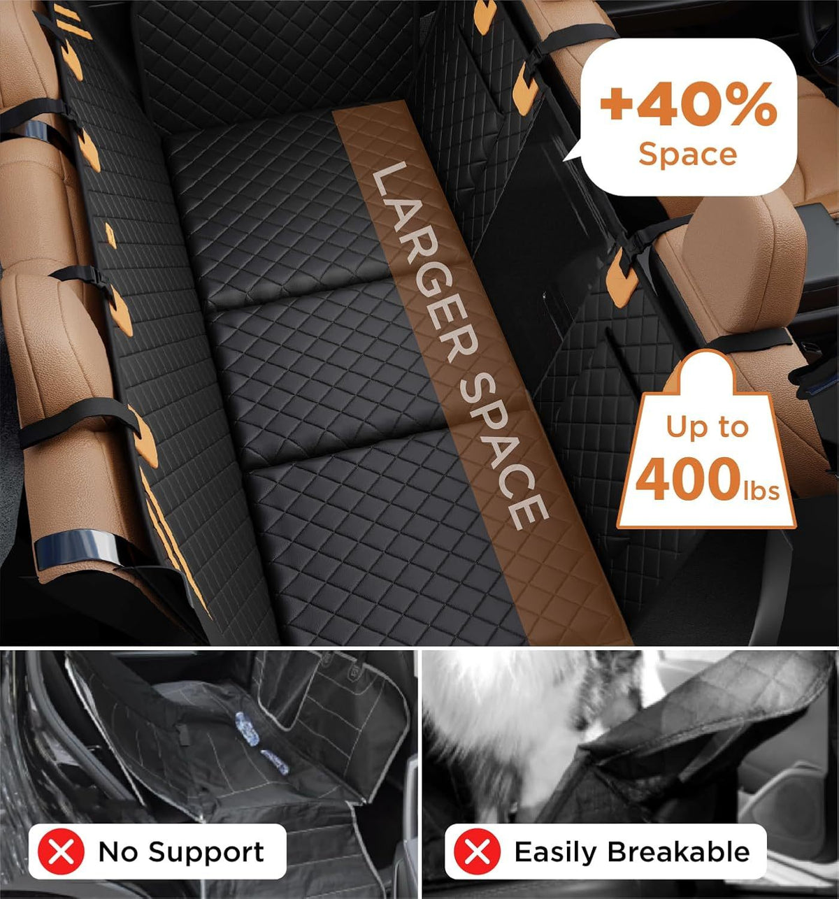 Hard-base dog back seat hammock - product image 6