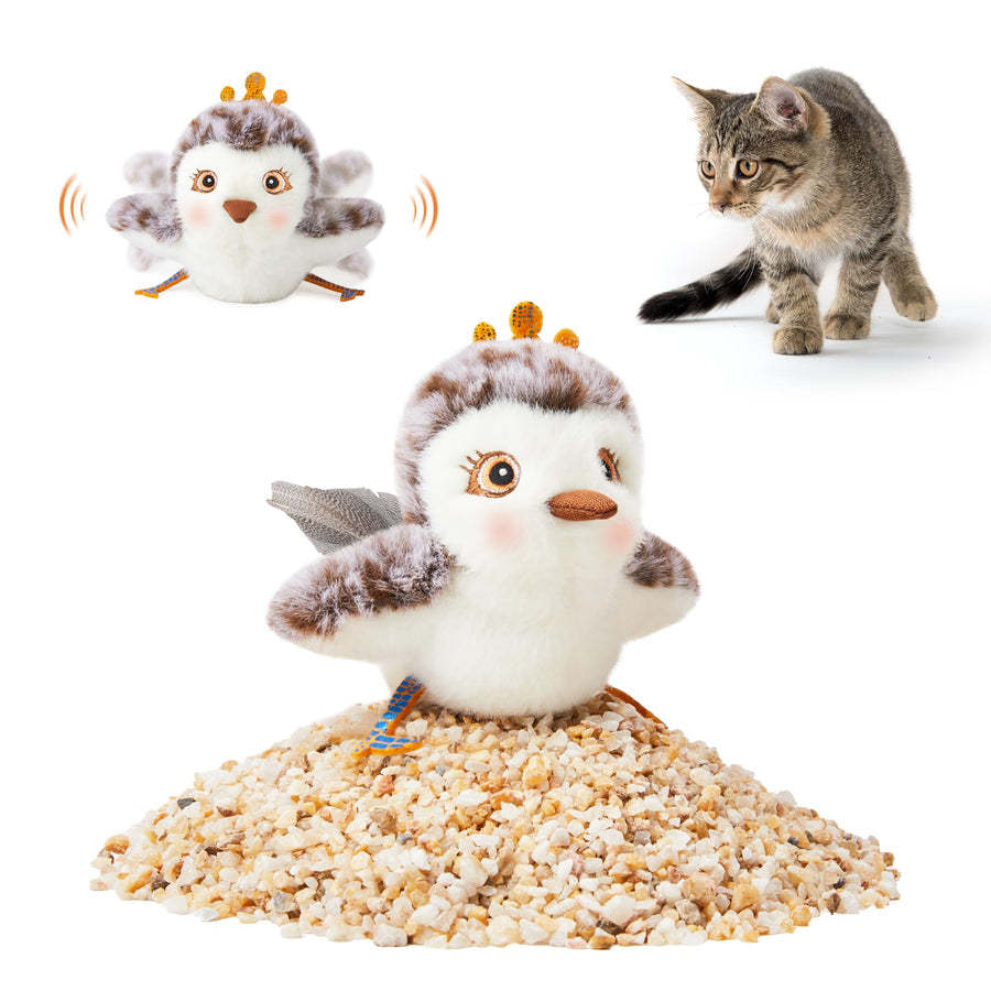 Touch-Activated Flapping Bird Cat Toy with Catnip