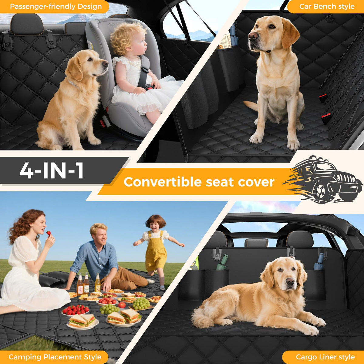 Waterproof dog back seat hammock, Classic - product image 2