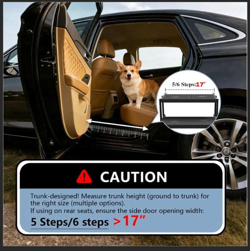 Foldable 5-Step Dog Stairs for Car (Up to 220 lb)