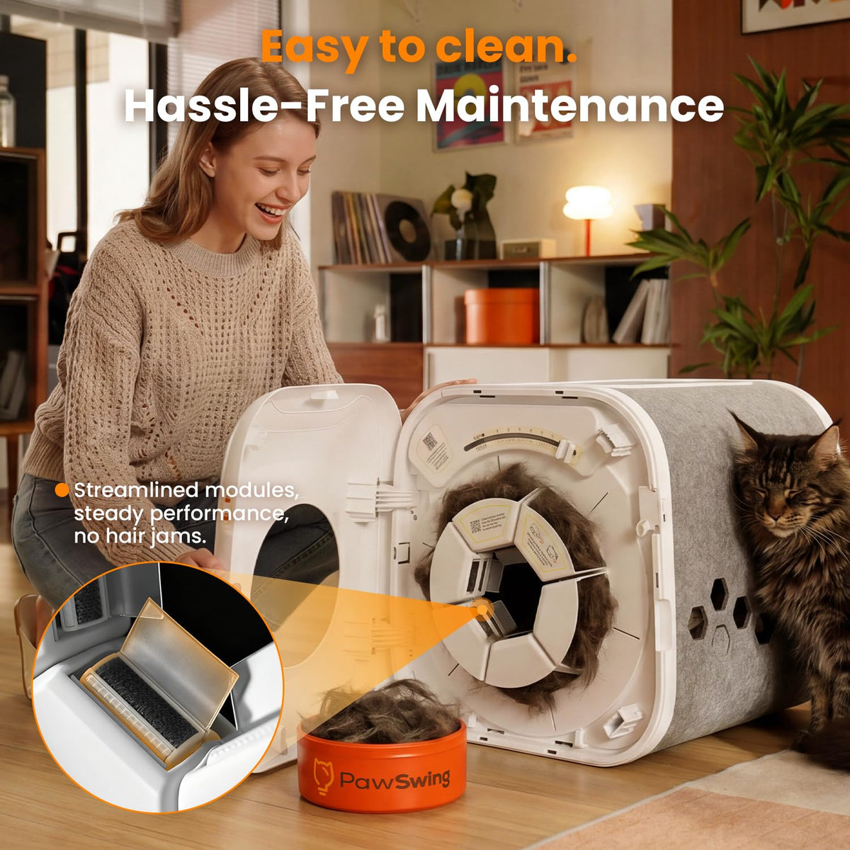 Cat Self-Grooming Box with 360° Fur Collector