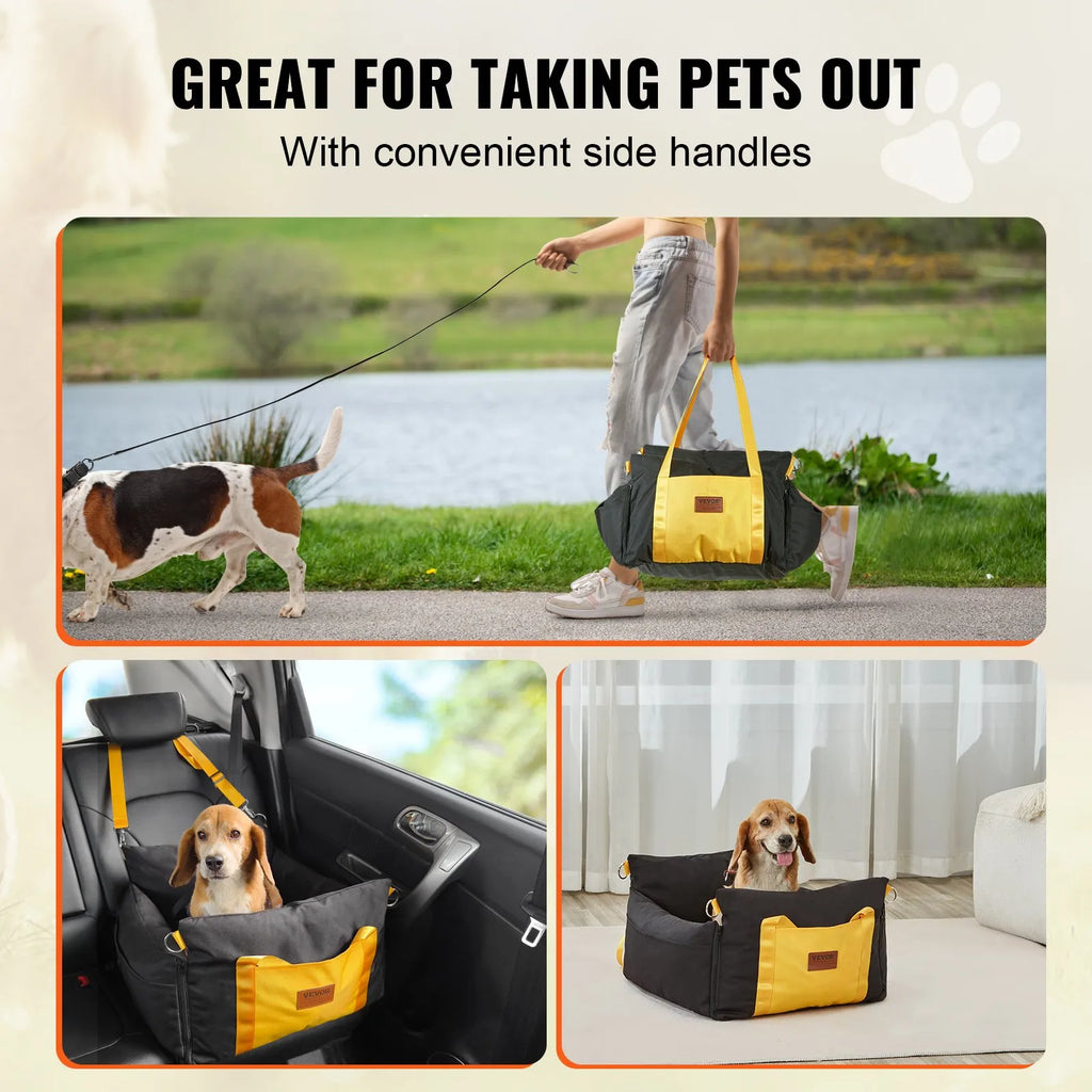 Small Dog Booster Car Seat (up to 25 lb, 23×22×13 in)