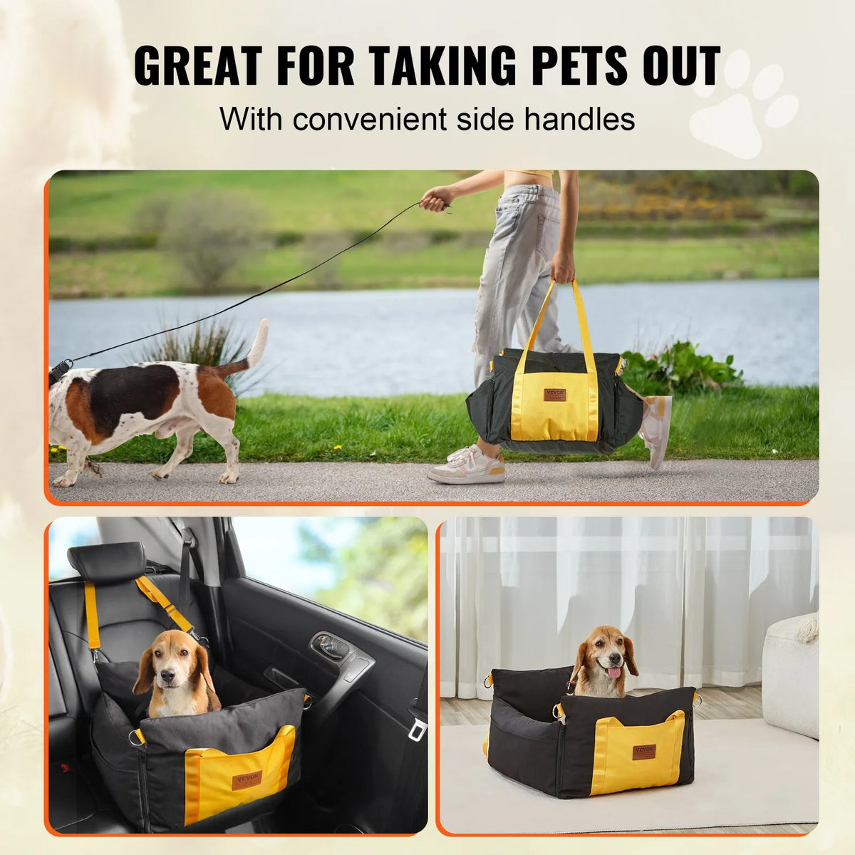 Small Dog Booster Car Seat (up to 25 lb, 23×22×13 in)