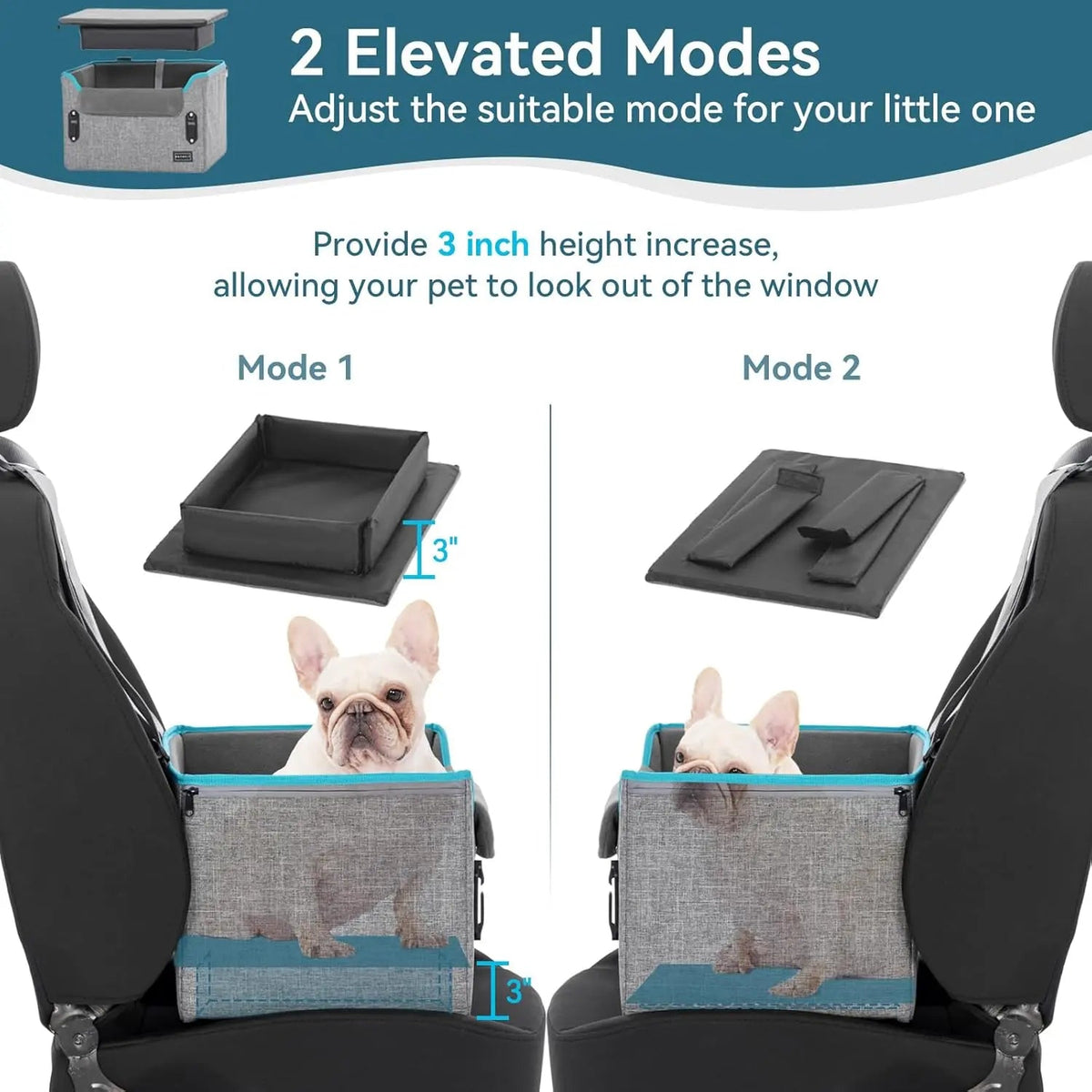 Foldable Small Dog Booster Car Seat with Tether