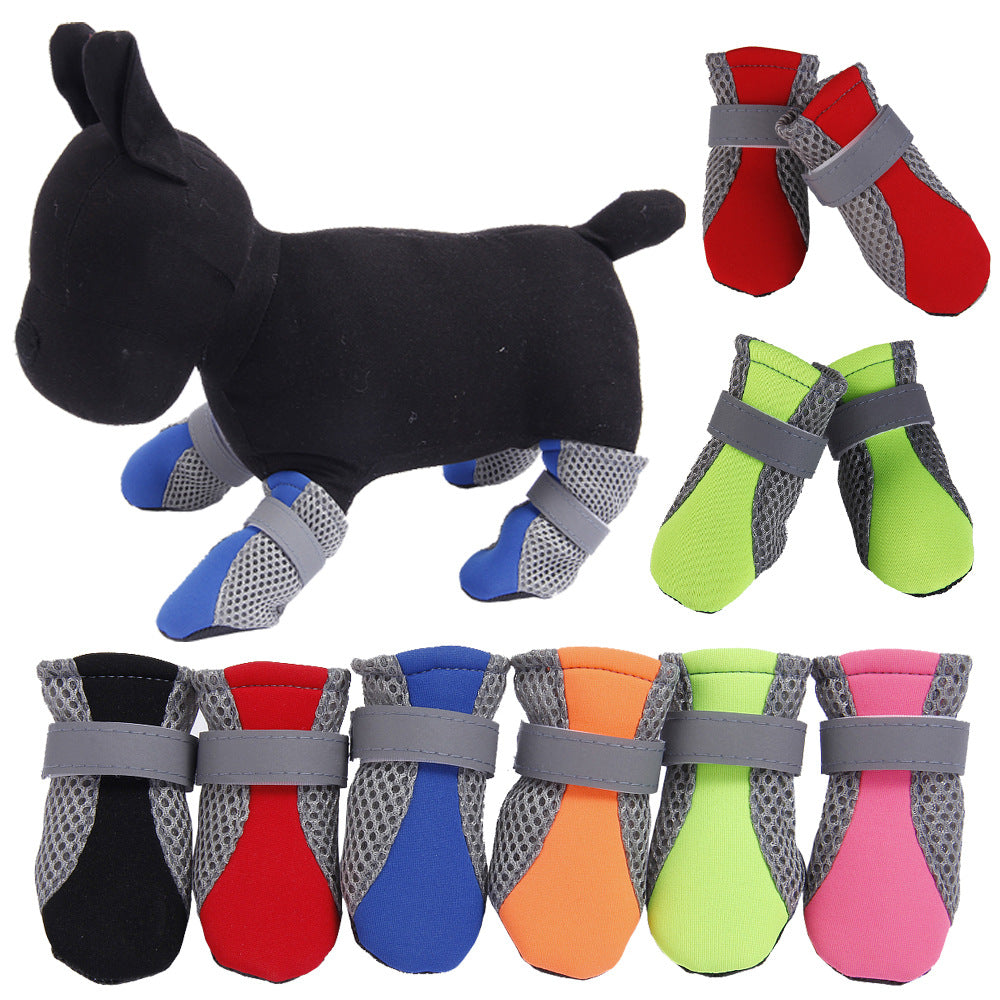 Breathable mesh dog boots with anti-slip soles