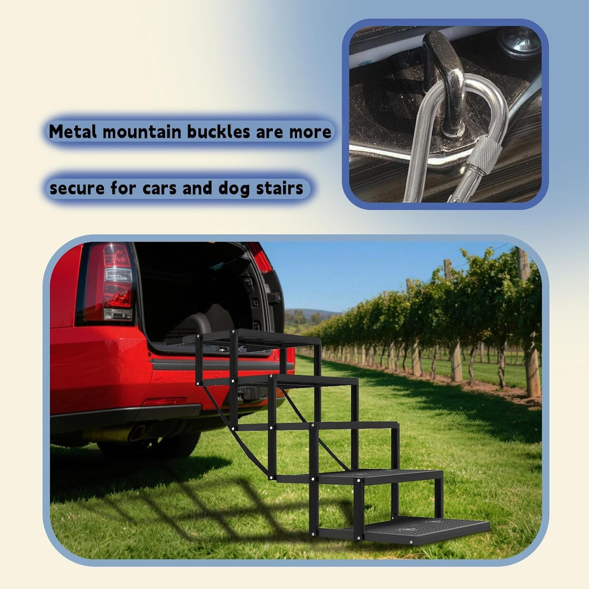 Foldable 5-Step Dog Stairs for Car (Up to 220 lb)