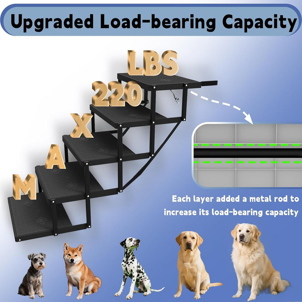 Foldable 5-Step Dog Stairs for Car (Up to 220 lb)