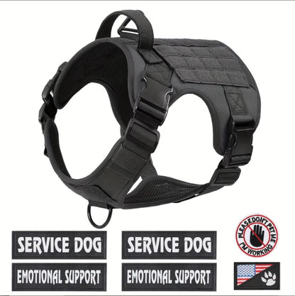 Tactical dog harness back panel with hook-and-loop webbing