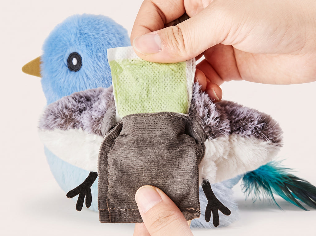 Touch-Activated Flapping Bird Cat Toy with Catnip