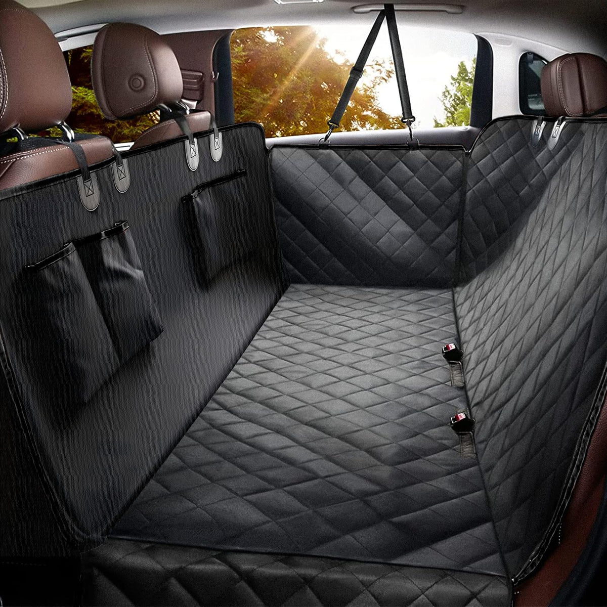 Waterproof dog back seat hammock in black, Classic version