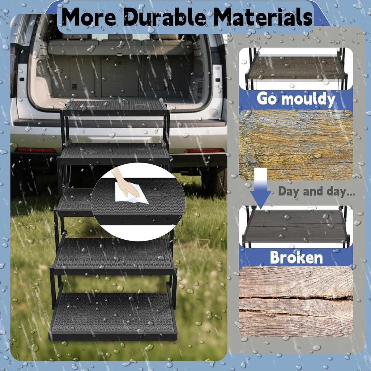 Foldable 5-Step Dog Stairs for Car (Up to 220 lb)
