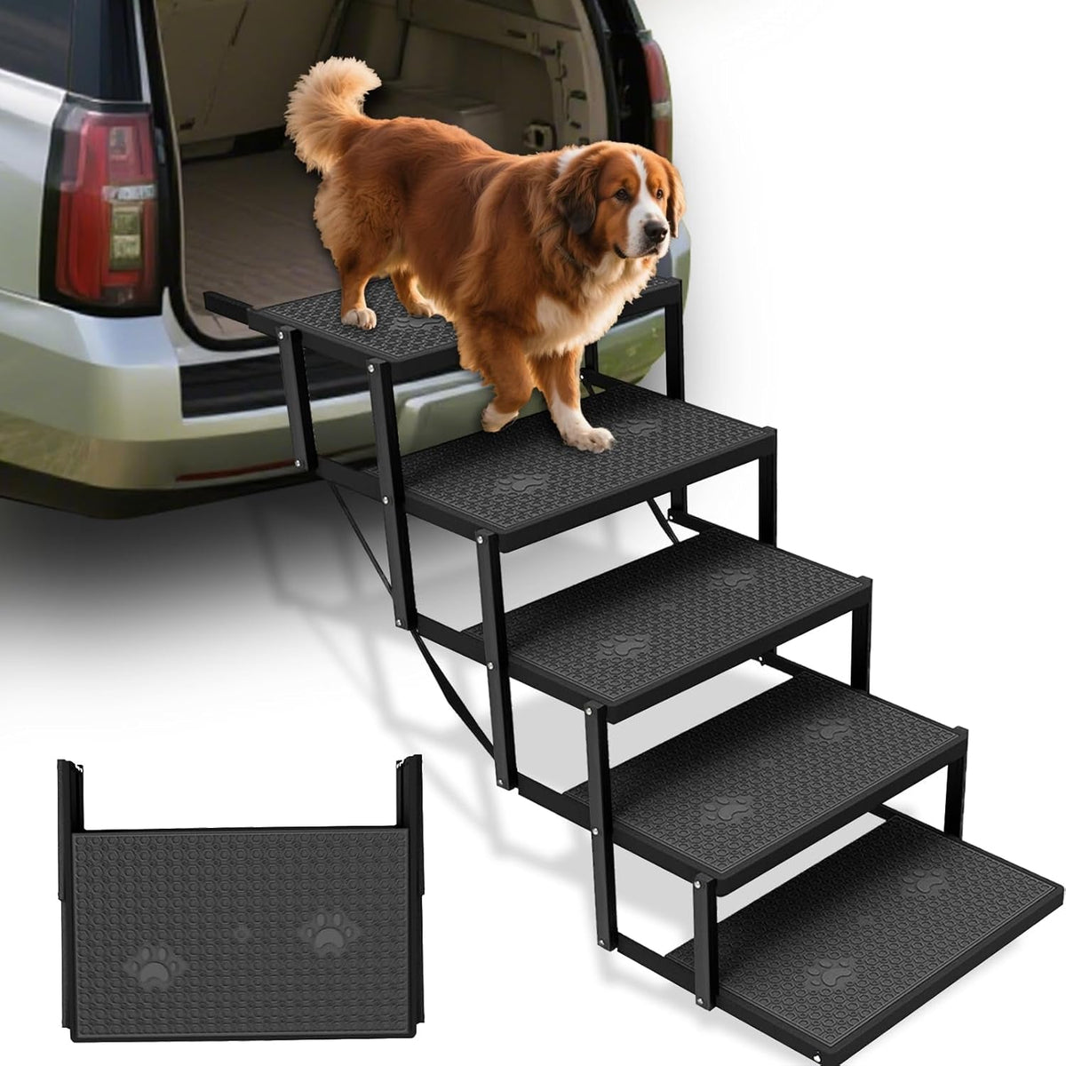 Foldable 5-Step Dog Stairs for Car (Up to 220 lb)