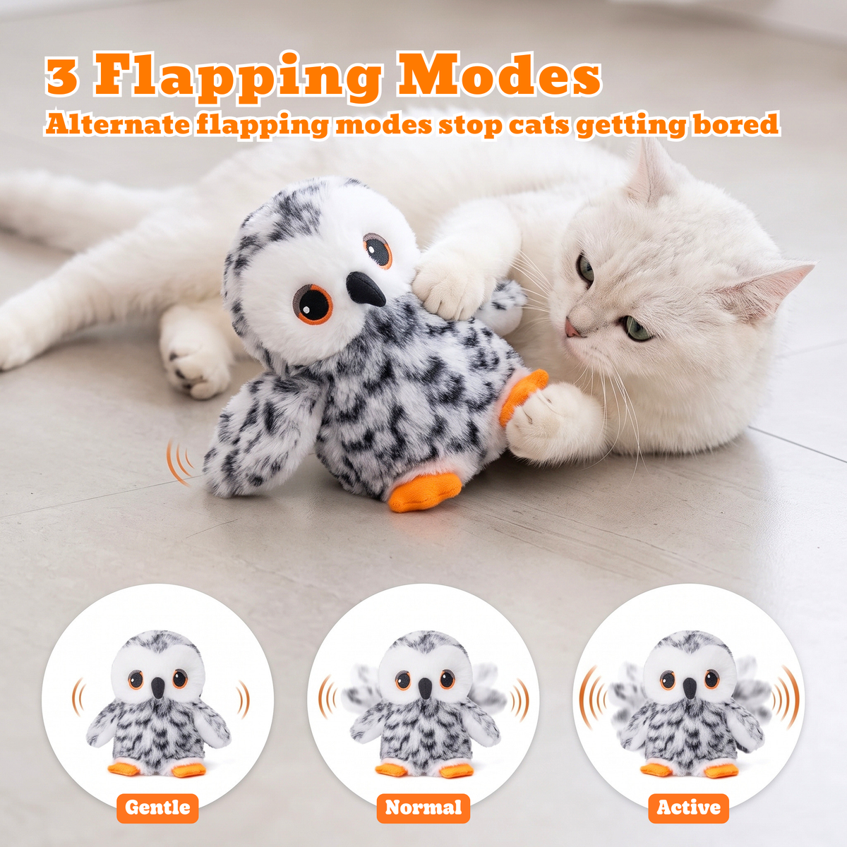 Touch-Activated Flapping Bird Cat Toy with Catnip